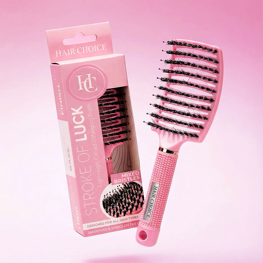 Pink Stroke of Luck - Curved Mixed Bristle Brush