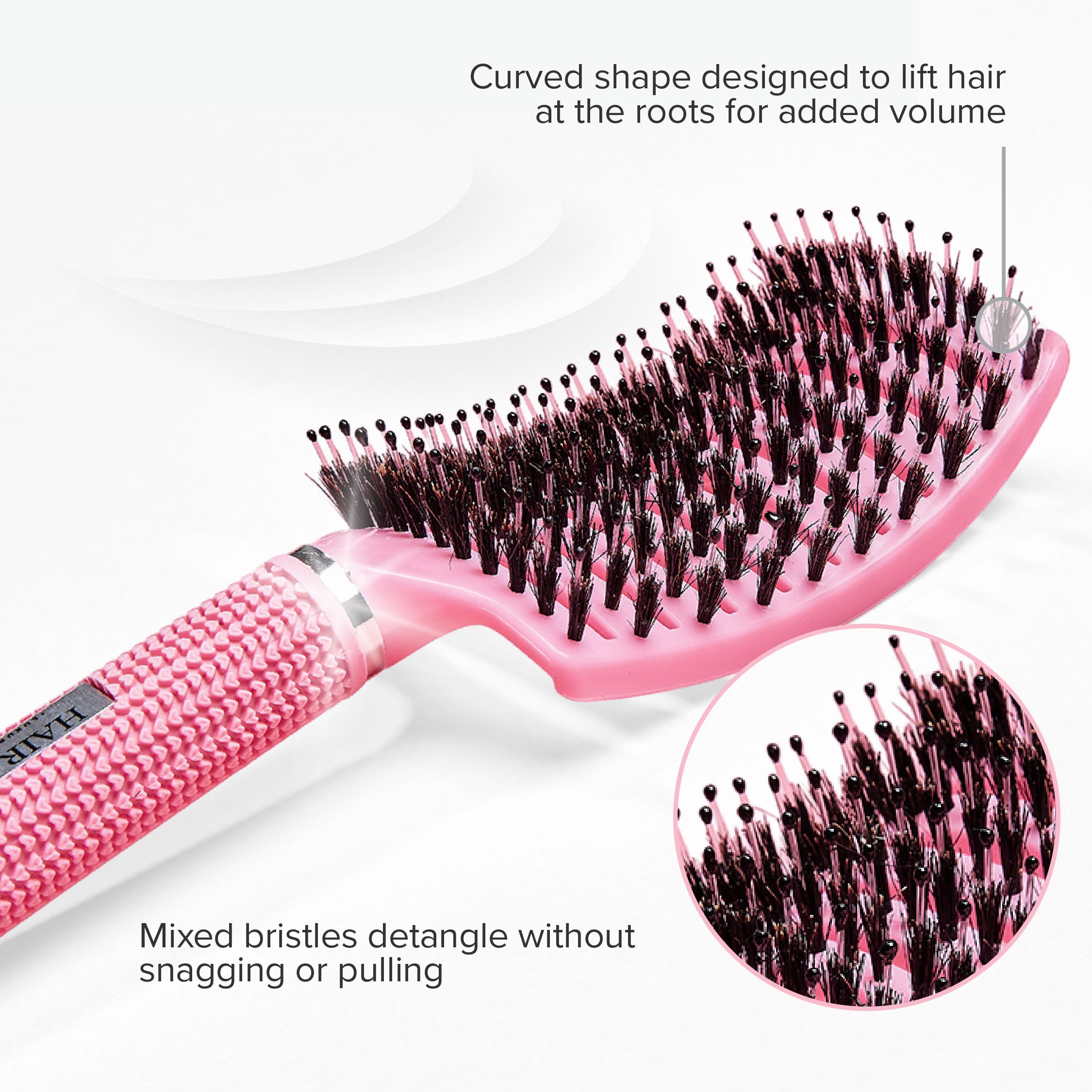 Pink Stroke of Luck - Curved Mixed Bristle Brush – Hair Choice