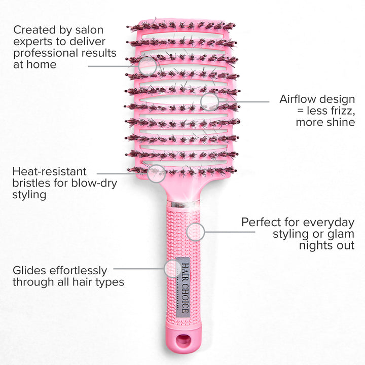 Pink Stroke of Luck - Curved Mixed Bristle Brush