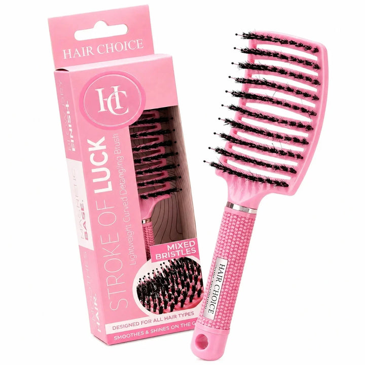 Pink Stroke of Luck - Curved Mixed Bristle Brush