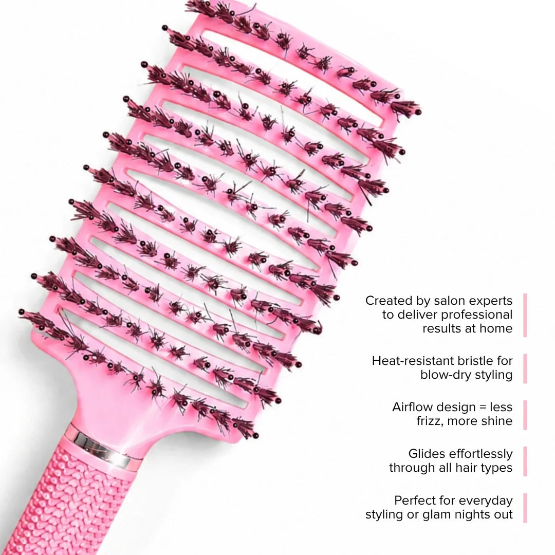 Pink Stroke of Luck - Curved Mixed Bristle Brush