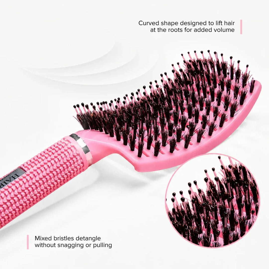 Pink Stroke of Luck - Curved Mixed Bristle Brush