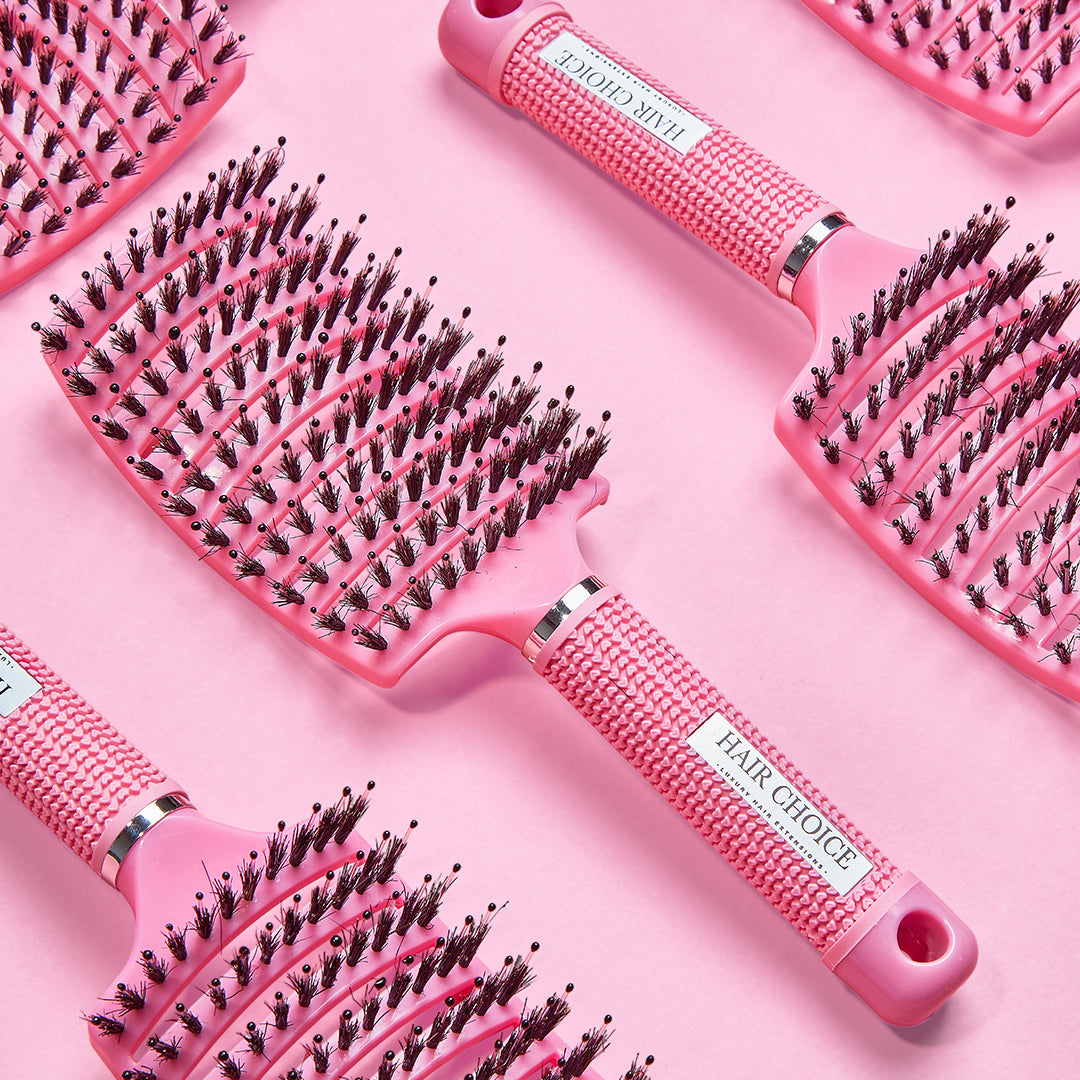 Pink Stroke of Luck - Curved Mixed Bristle Brush